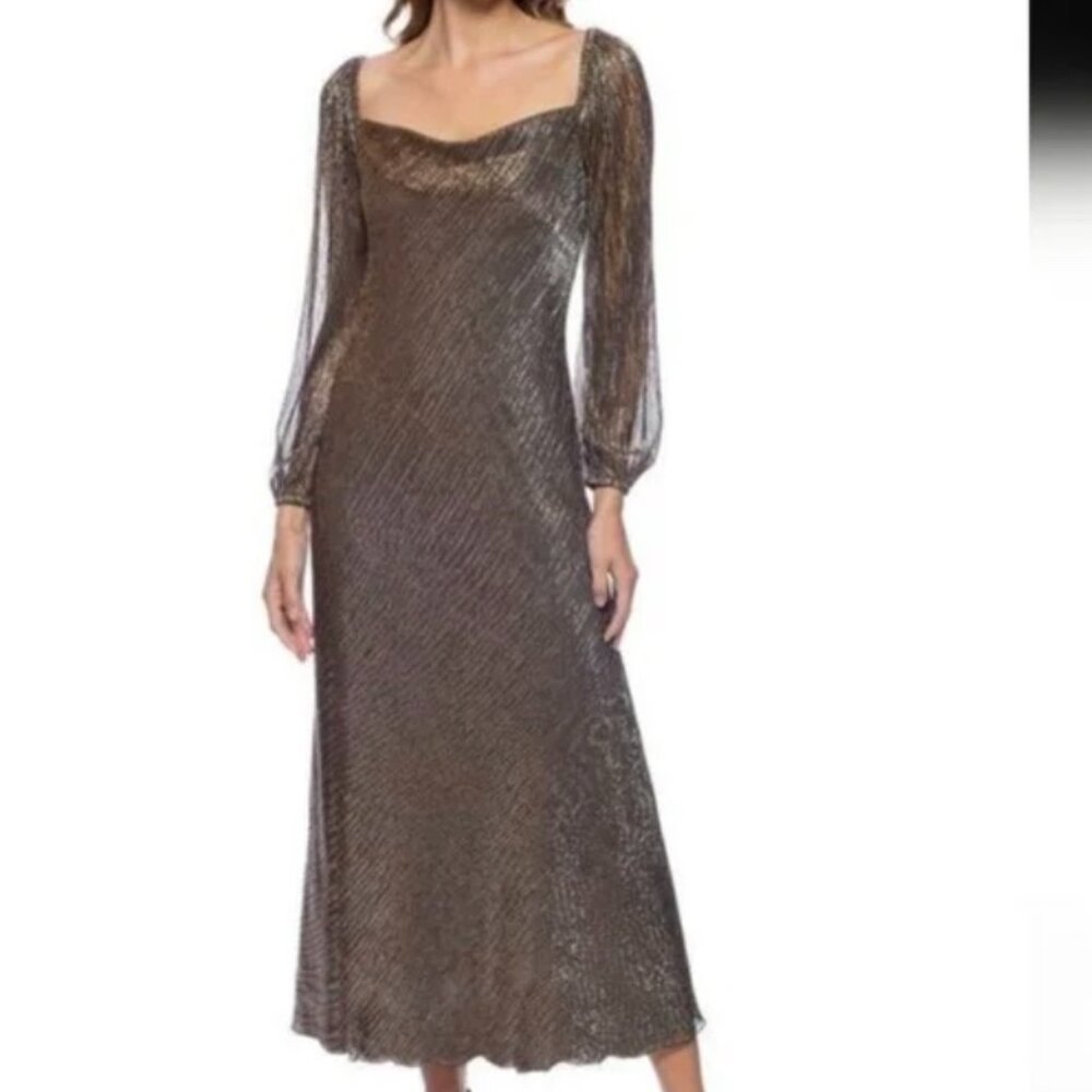 NWT Marina Bronze Metallic Dress SZ S
